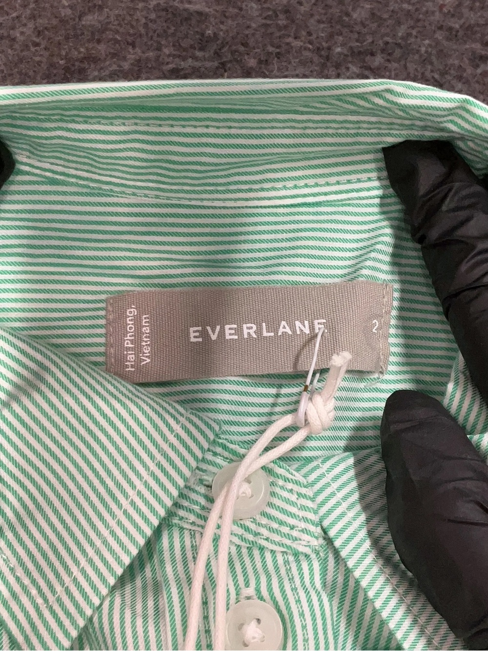 NWT Everlane The Silky Cotton Relaxed Shirt Green Striped Oxford Button Down 2